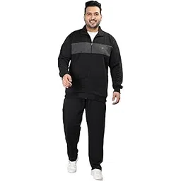 CHKOKKO Mens Plus Size High Neck Winter Tracksuit Full Zip Jacket with Elastic Waist Lower Warm Soft Jogging Suit Activewear Set for Gym Running and Casual Wear-picture-15