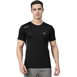 CHKOKKO Men's Solid Quick Dry Sports Gym T-Shirt Breathable Moisture-Wicking Half Sleeve Round Crew Neck Regular Fit Active Wear for Running and Training Black 5XL-picture-13