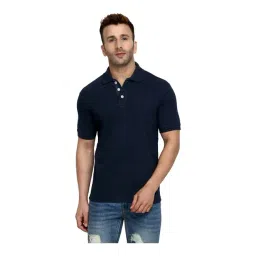 Chkokko Navy Regular Fit Polo T-Shirt-picture-30