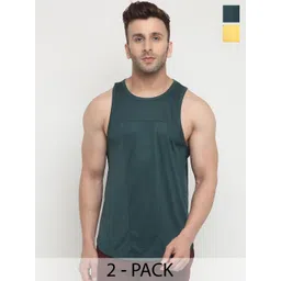CHKOKKO Pack Of 2 Men Solid Round Neck T-shirt-picture-22