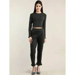 CHKOKKO Ribbed Round Neck Long Sleeves Top With Trouser-picture-33