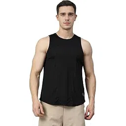chkokko Tank Tops Sleeveless T-Shirt for Men Dry Fit Vest Moisture Wicking Gym Wear Solid Stylish Design Round Neck Running Sando for Sports Workout Fitness Apparel Black S-picture-29