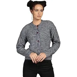 chkokko Wollen Winetr Wear Crop Drop Shoulder Cardigan Sweater for Women-picture-34