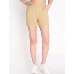 CHKOKKO Women Beige High-Rise Casual Shorts-picture-39