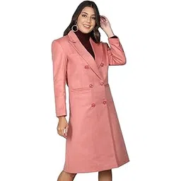chkokko Women Classic Long Winter Coat Double Breasted | Knee Length Design with a Sophisticated Spread Collar and Convenient Front Pockets for All Occasions-picture-31