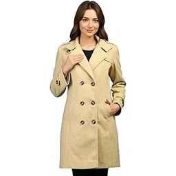 chkokko Women Classic Long Winter Coat Double Breasted | Knee Length Design with a Sophisticated Spread Collar and Convenient Front Pockets for All Occasions-picture-17