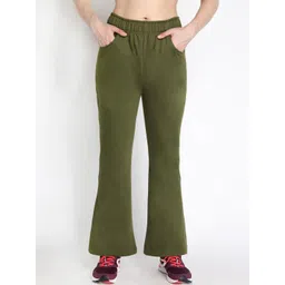 CHKOKKO Women Green Solid Bootcut Fit Track Pants-picture-40