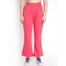 CHKOKKO Women Pink Solid Bootcut Track Pants-picture-34