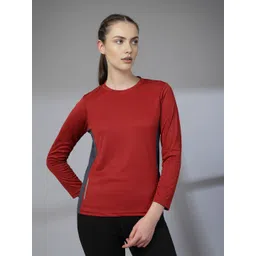 chkokko Women Solid Round Neck Polyester Maroon T-Shirt-picture-23