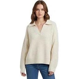chkokko Women Sylish Ribbed Knit Collared Sweater | Long Sleeve Casual Pullover for Winter | Soft Stylish Warm Top-picture-49