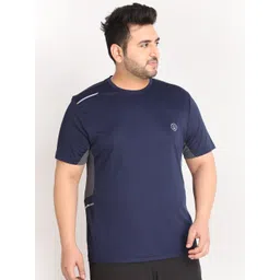 CHKOKKO Plus Men Navy Blue Dri-FIT Training or Gym T-shirt-picture-23