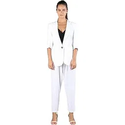 chkokko Women Solid Blazer and Trouser Suit Set image 1