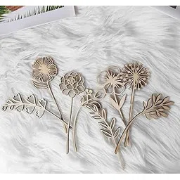 CHL 8 Pcs Wooden Flower Cutouts DIY MDF Craft Blanks for Painting Garden Decor Tags Home Art Projects Gift Box Decoration Unfinished Floral Wood Shapes for Kids & Adults-picture-26