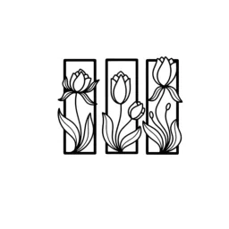 CHL Tulip Blossom Wall Decor Square Black for Housewarming, Office and Festive Gifts-picture-43