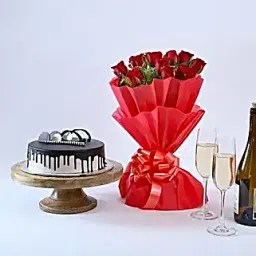 Chocolate Cake Red Roses Bouquet-picture-27
