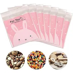 Chocozone Pack of 100 Self Adhesive Guddy Bags Party Favor Bags Cookie Bags Chocolate Pouches Birthday Party Return Gift Bags (Pink)-image-2