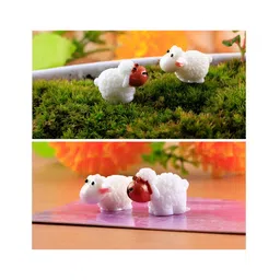 Chocozone Pack of 18 Cute Sheep Miniatures Garden Decoration Items Indoor Garden Landscape Decor - Black & White-picture-19