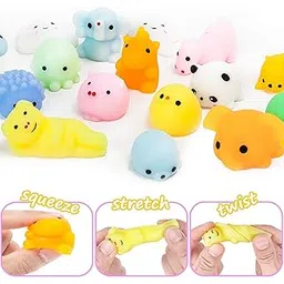Chocozone Pack of 25 Squishy Toys Squishies Animals Squeeze Toys Stress Balls Cute Birthday Party Favors Squishy Toy for Kids, Multicolor-image-37