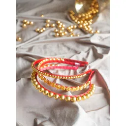 Choko Girls Gold-Toned & Red Set of 3 Embellished Hairband-picture-22