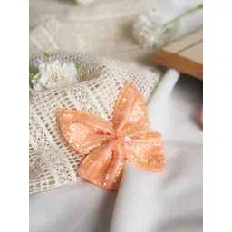 Choko Girls Peach-Coloured & Gold-Toned Beaded Tic Tac Hair Clip-picture-38