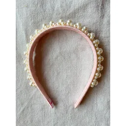Choko Girls Pink & Off White Beaded Hairband-picture-38