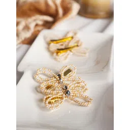 Choko Pack of 2 Girls Beige & White Beaded Alligator Hair Clip-picture-26