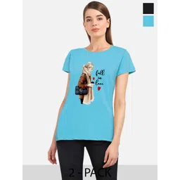 CHOZI Pack Of 2 Graphic Printed Cotton T-shirts-picture-41