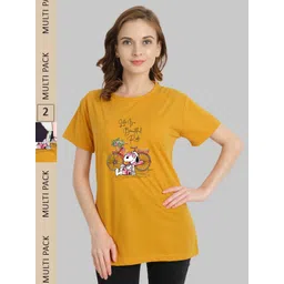 CHOZI Pack of 2 Graphic Printed Drop-Shoulder Sleeves Cotton T-shirt-picture-34