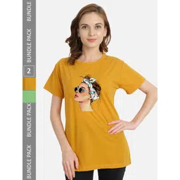 CHOZI Pack of 2 Printed Round Neck Cotton T-shirt-picture-32
