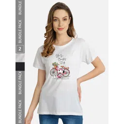 CHOZI Pack of 2 Printed Round Neck Cotton T-shirt-picture-34