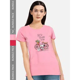 CHOZI Pack of 2 Printed Round Neck Cotton T-shirt-picture-35