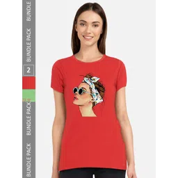 CHOZI Pack of 2 Printed Round Neck Cotton T-shirt-picture-10