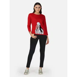 CHOZI Pack Of 2 Printed Round Neck Cotton T-shirt image 2