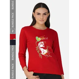 CHOZI Pack Of 2 Typographic Printed Long Sleeves Cotton T-shirt-picture-35