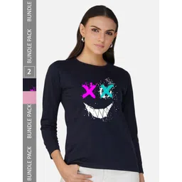 CHOZI Pack Of 2 Typographic Printed Long Sleeves Cotton T-shirt-picture-16