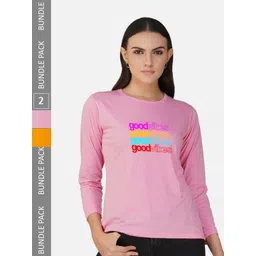 CHOZI Pack Of 2 Typographic Printed Round Neck Cotton T-shirt-picture-37