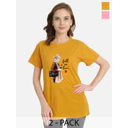 CHOZI Pack Of 2 Typography Printed Cotton T-Shirt-picture-30