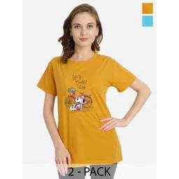 CHOZI Pack Of 2 Typography Printed Cotton T-shirt-picture-18