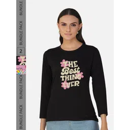 CHOZI Pack of 2 Typography Printed Round Neck Long Sleeves Cotton T-Shirt-picture-35