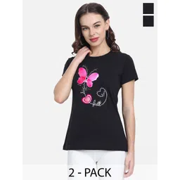 CHOZI Round Neck Pack Of  2 Graphic Printed Cotton T-shirt-picture-30