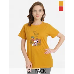 CHOZI Round Neck Pack Of 2 Graphic Printed Cotton T-shirt-picture-32