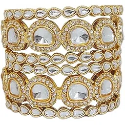 chrishan Gold Plated Designer Kada Chudi Kundan Bangle Set For Women And Girls.-picture-19