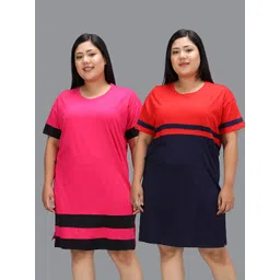christy world Christy WorldPack Of 2 Colourblocked Cotton Longline T-Shirt-picture-11