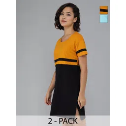 Christy World Colourblocked Printed Pack Of 2 Round Neck Cotton T-shirts-picture-19