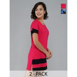 Christy World Colourbocked Printed Pack Of 2 Round Neck Cotton T-shirts-picture-21