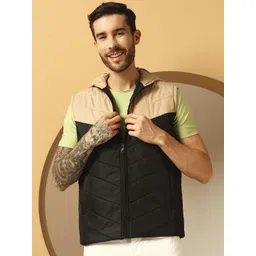 Christy World Men Hooded Colourblocked Gilet Jacket-picture-21