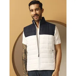 Christy World Men Mock Collar Colourblocked Gilet Jacket-picture-25