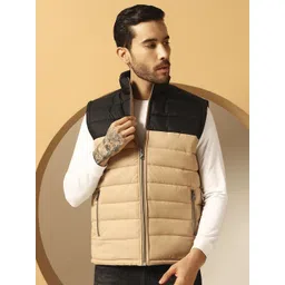 Christy World Men Mock Collar Colourblocked Gilet Jacket-picture-15