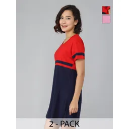 Christy World Pack Of 2 Colourblocked Round Neck T-shirt-picture-23