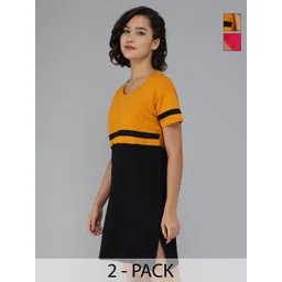 Christy World Pack Of 2 Colourblocked Round Neck T-shirt-picture-24